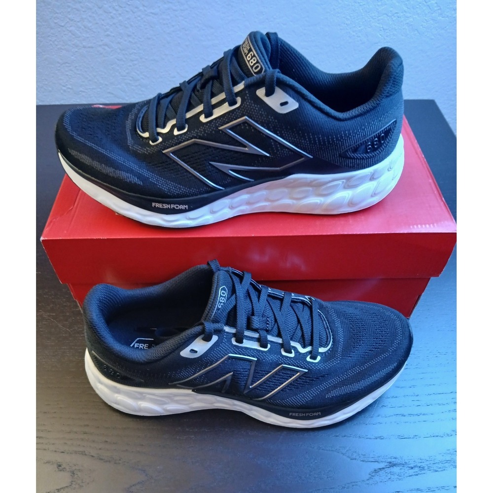 New Balance Fresh Foam 680v8 Womens Running Shoes Black White W680LK8 Size 10
